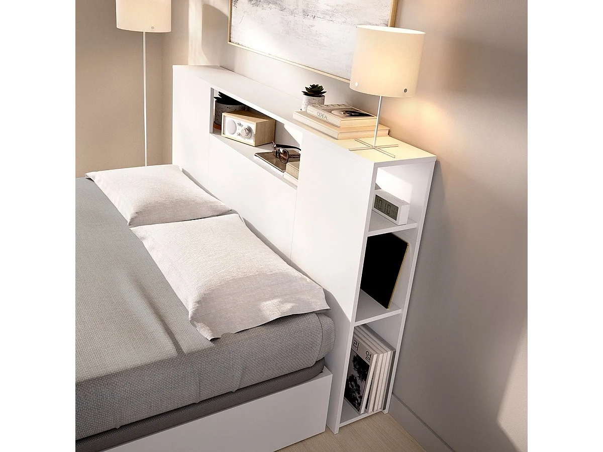 Composición de dormitorio Pack Ten cabecero con canapé abatible blanco 95,5x157,2x213,4 cm