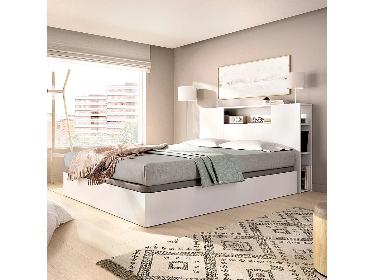 Composición de dormitorio Pack Ten cabecero con canapé abatible blanco 95,5x157,2x213,4 cm