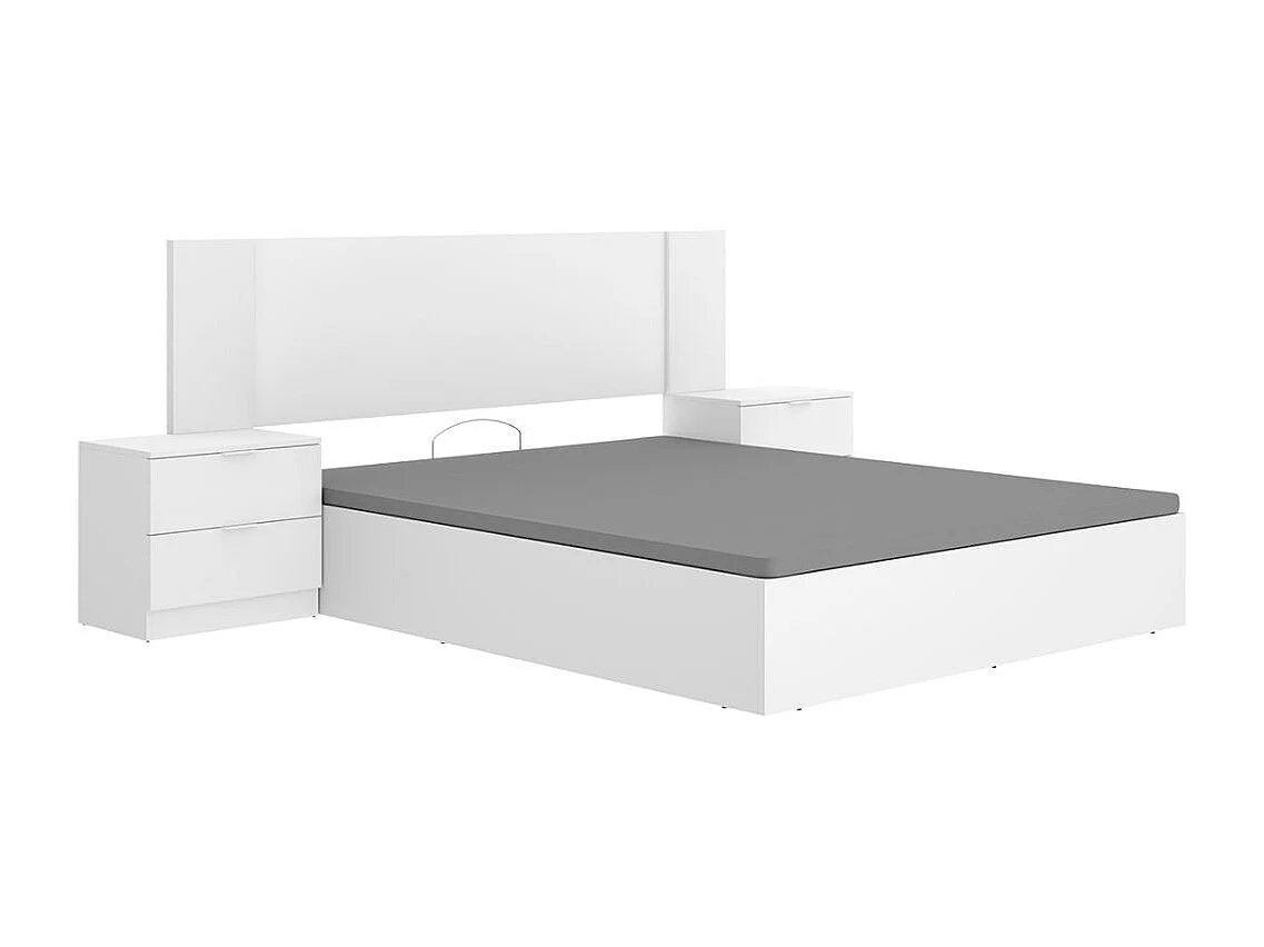 Composición de dormitorio Pack Len cabecero con mesitas de noche y canapé blanco 96x251x190 cm