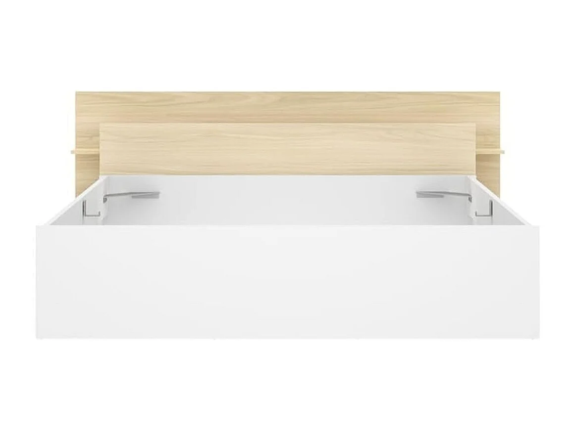 Composición de dormitorio Tori cabecero y estructura de cama con 4 cajones blanco/natural 73x181,2x216,4 cm