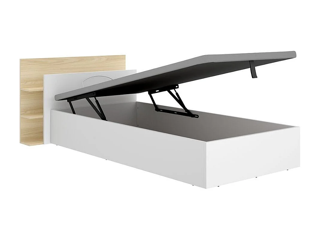 Composición de dormitorio Pack Tori cabecero y canapé abatible blanco/natural 73x108,2x213,4 cm