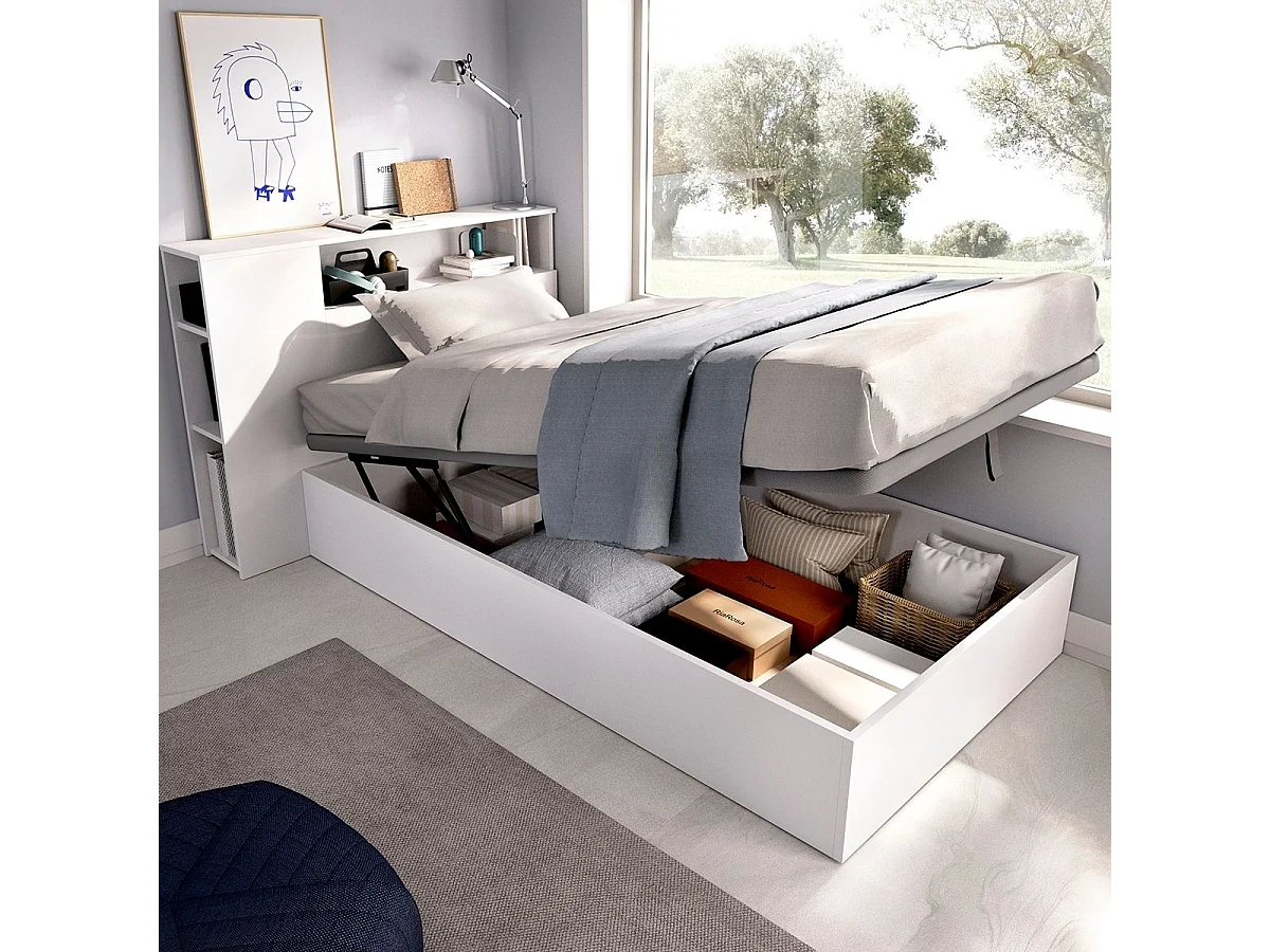 Conjunto de dormitorio Ten cabecero con canapé abatible blanco 95x105x213,4 cm