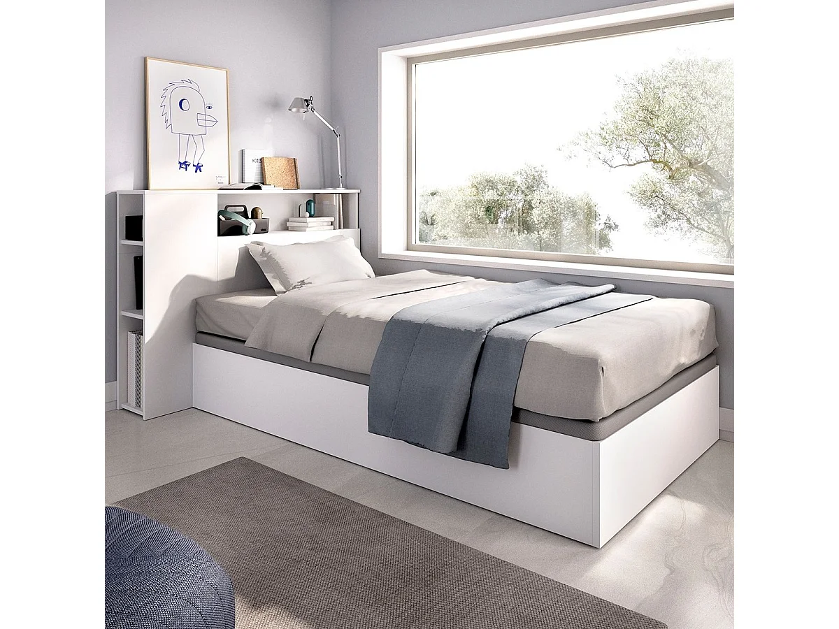 Conjunto de dormitorio Ten cabecero con canapé abatible blanco 95x105x213,4 cm