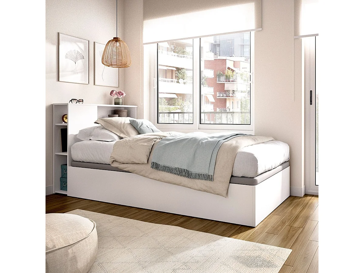 Conjunto de dormitorio Ten cabecero con canapé abatible blanco 95x90x213,4 cm