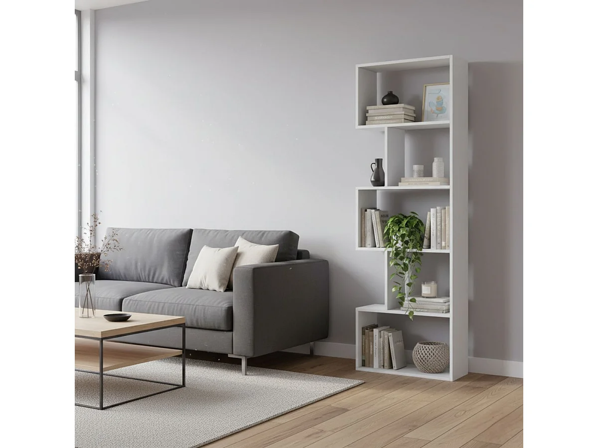 Estantería Neón 5 niveles diseño asimétrico blanco 180,6x60x25 cm