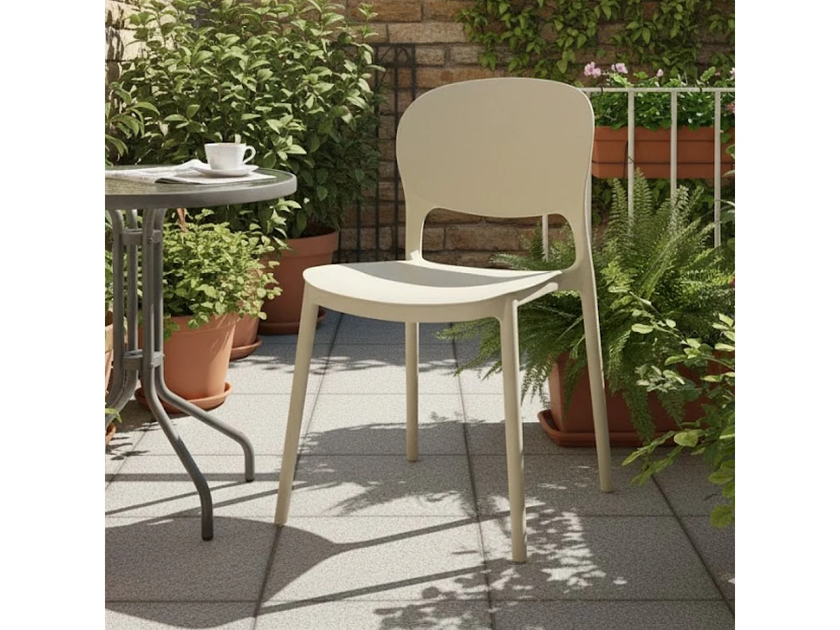 Silla de exterior Onega beige 78,5x38x49 cm