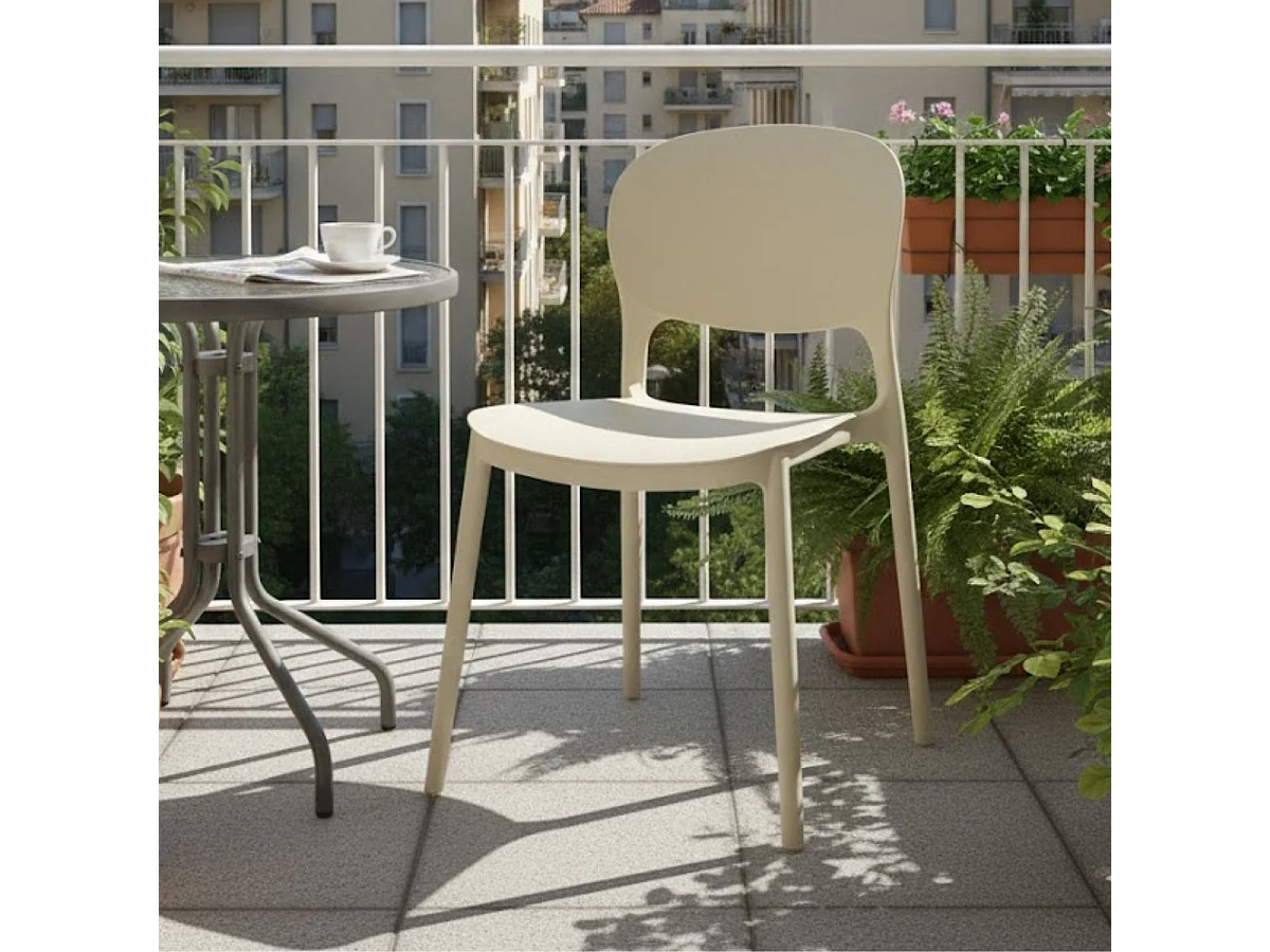 Silla de exterior Onega beige 78,5x38x49 cm