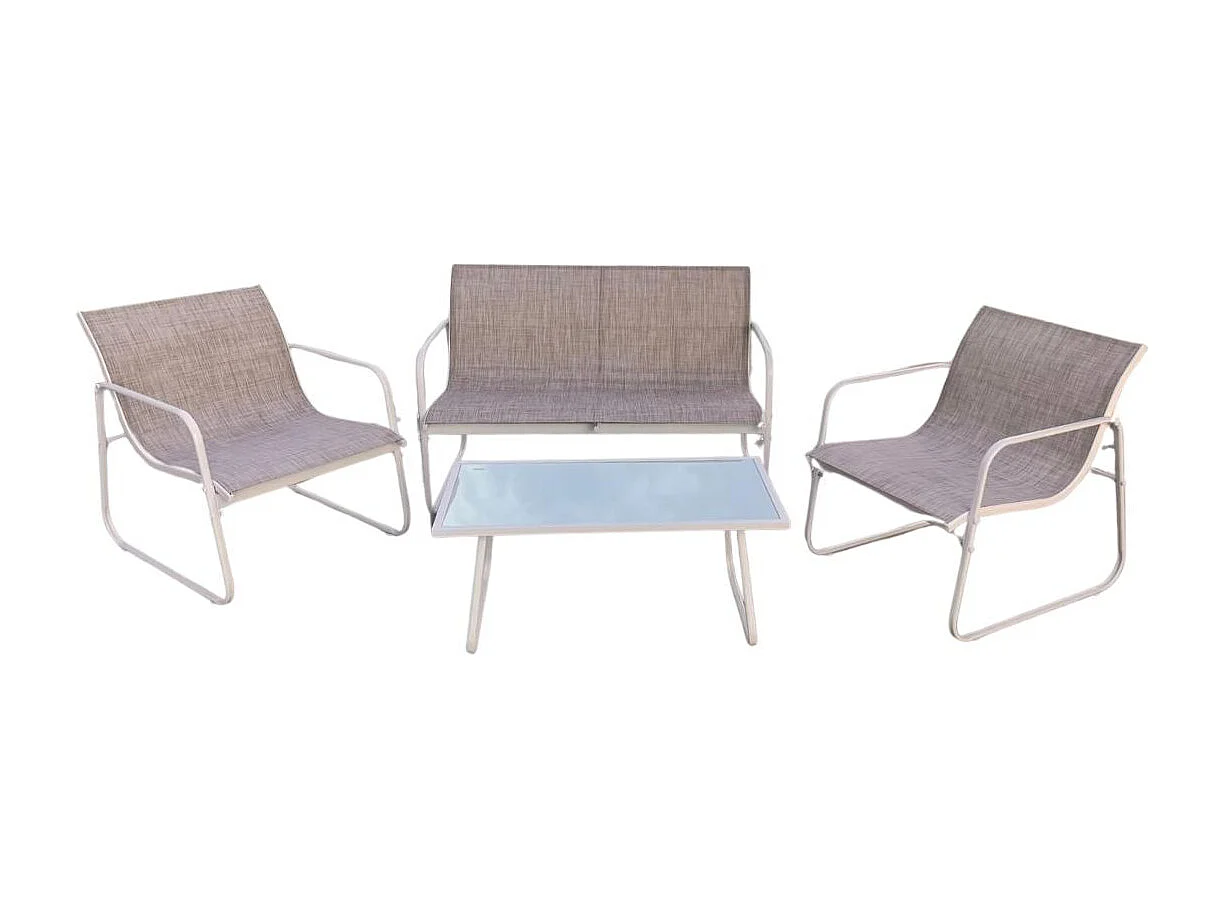 Conjunto de jardín Lazio 4 piezas blanco/natural