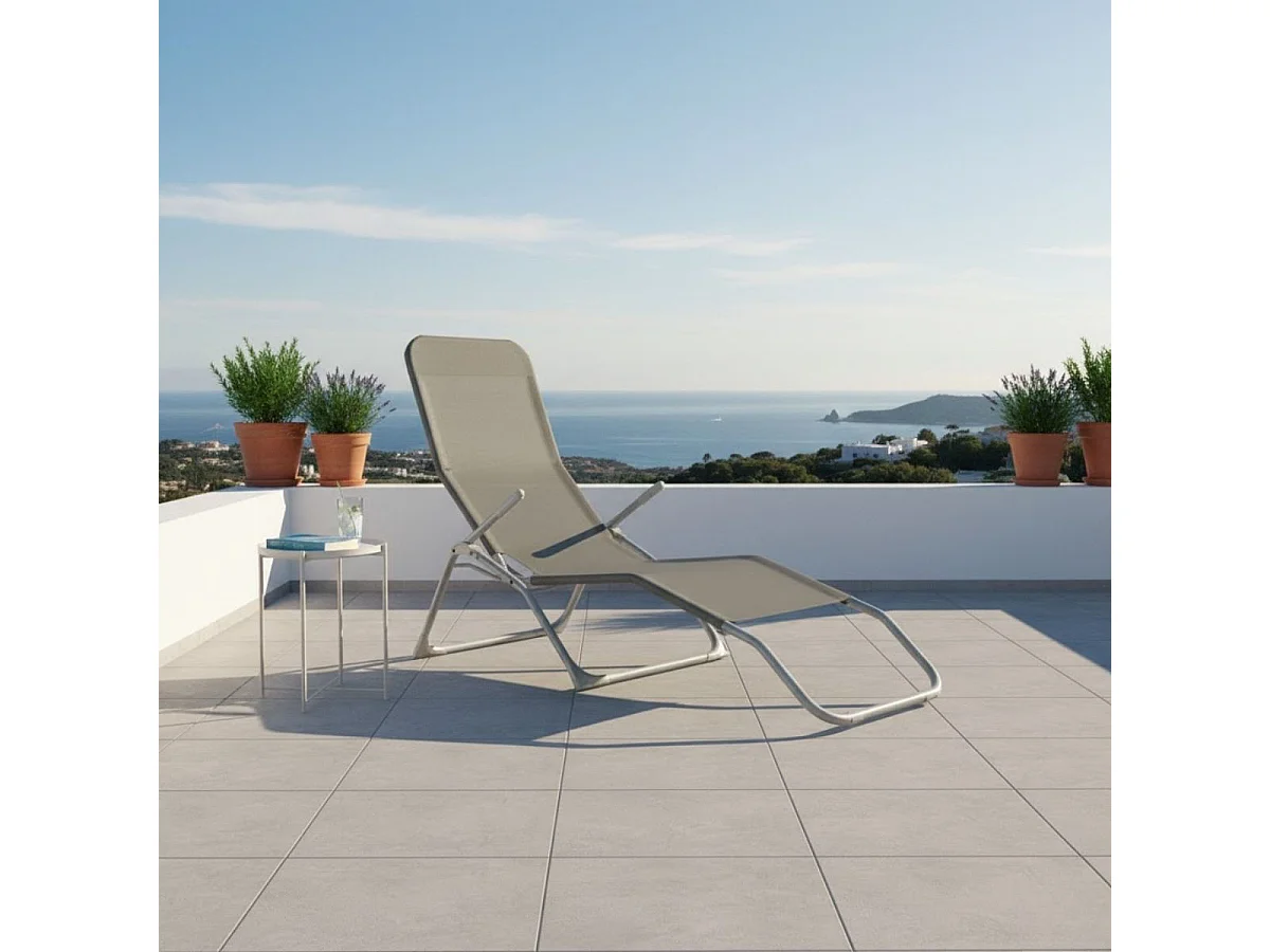Tumbona relax Sinner diseño plegable y reclinable gris claro 96x60x140 cm