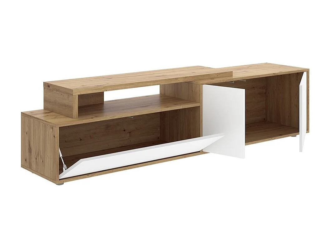 Mueble de TV Elsa puerta abatible con compartimento blanco/natural 46,9x185x40,2 cm