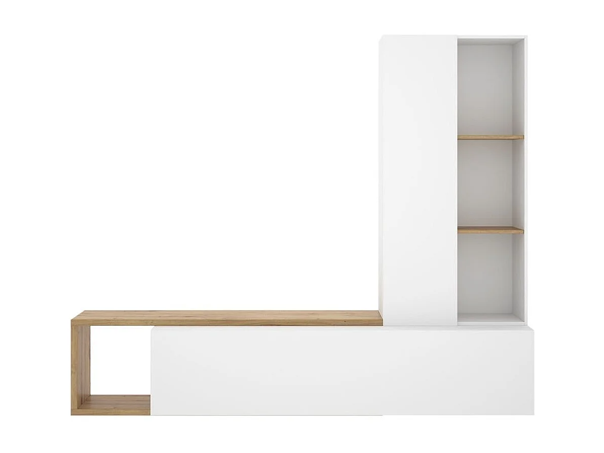 Mueble de TV Nilo diseño convertible blanco/natural