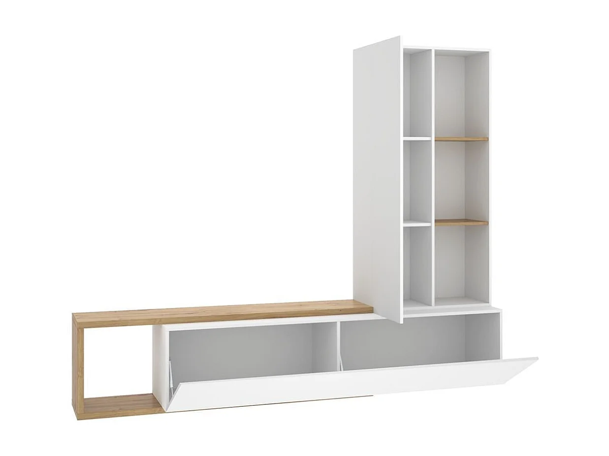 Mueble de TV Nilo diseño convertible blanco/natural