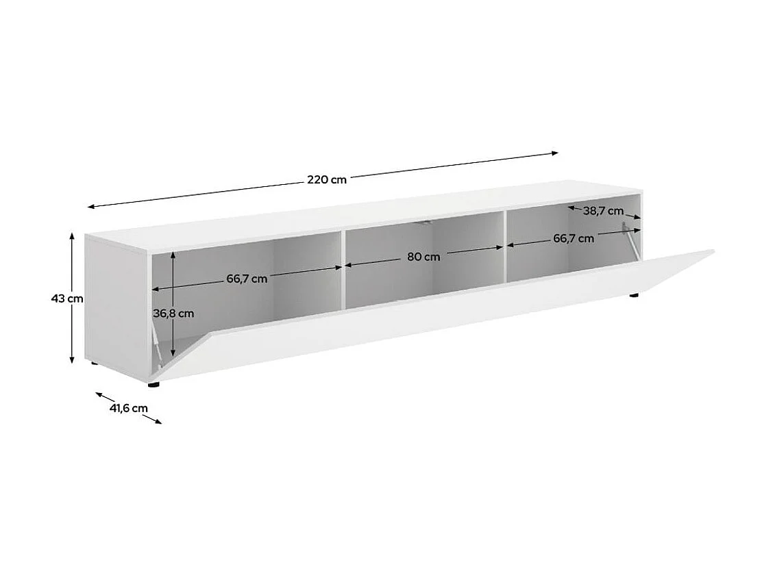 Mueble de TV Noka puerta abatible blanco 43x220x41,6 cm