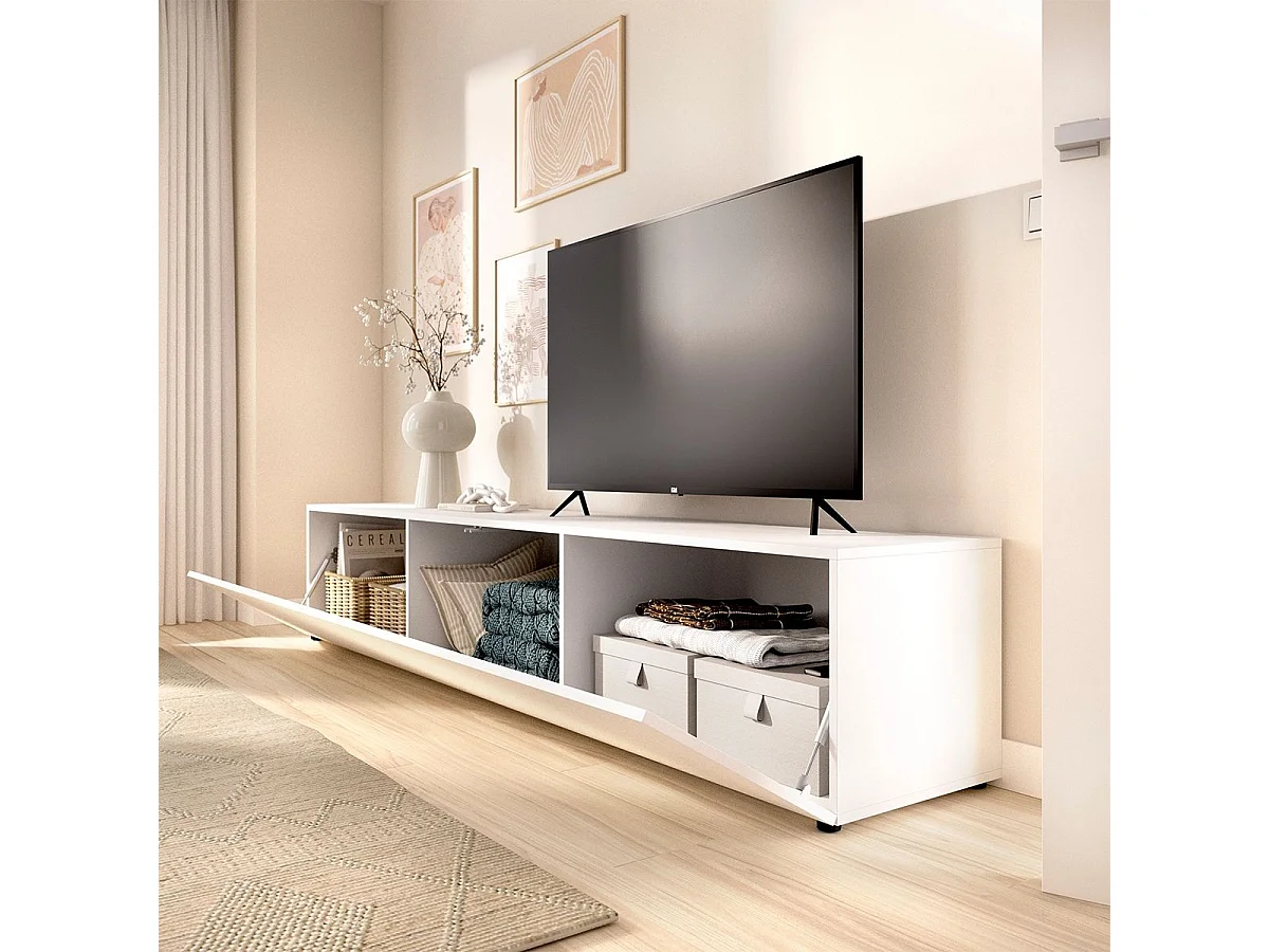Mueble de TV Noka puerta abatible blanco 43x220x41,6 cm