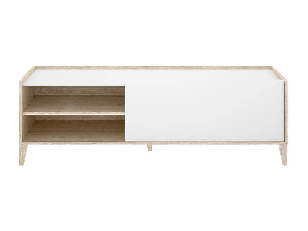 Mueble de TV Bari puerta abatible con 2 compartimentos blanco/natural 47,1x155,3x42,5 cm