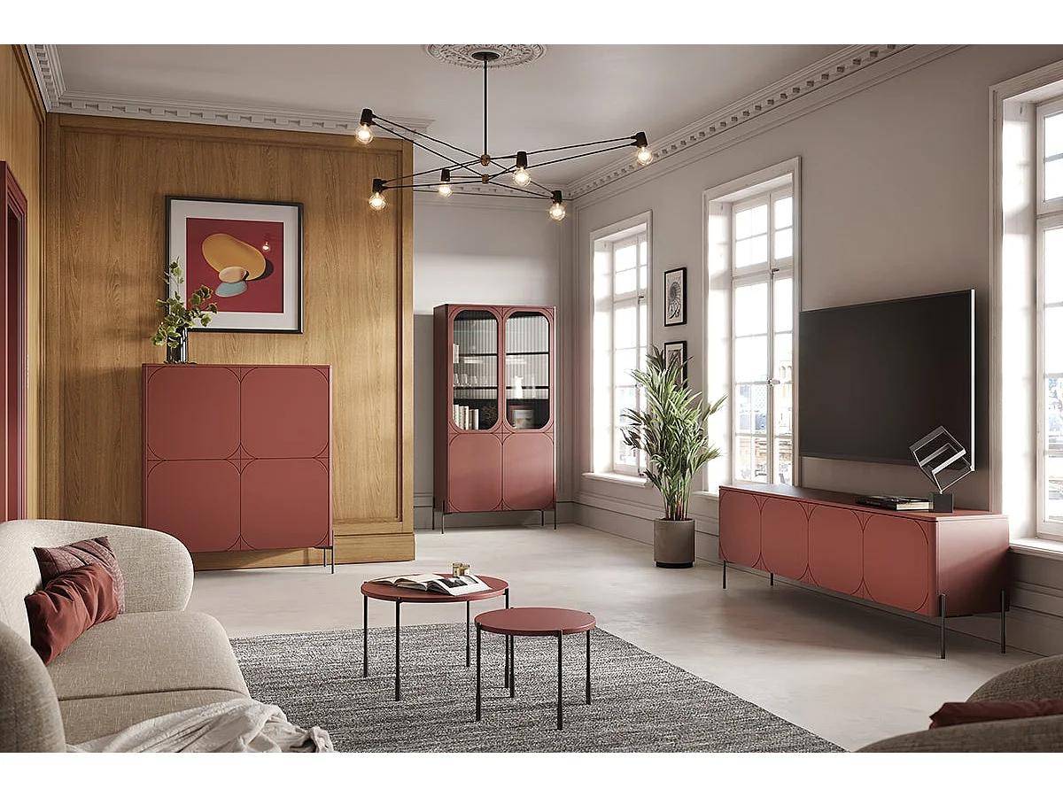 Table basse ronde avec pieds en métal