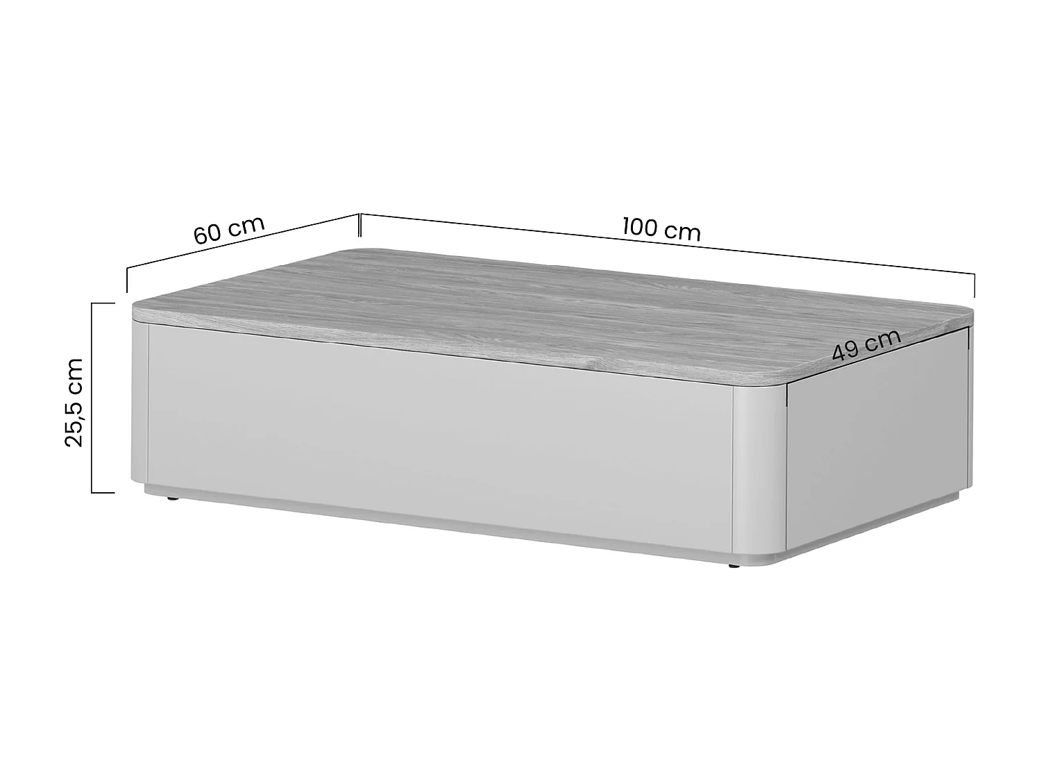 Mesa de centro Elivo com 2 gavetas
