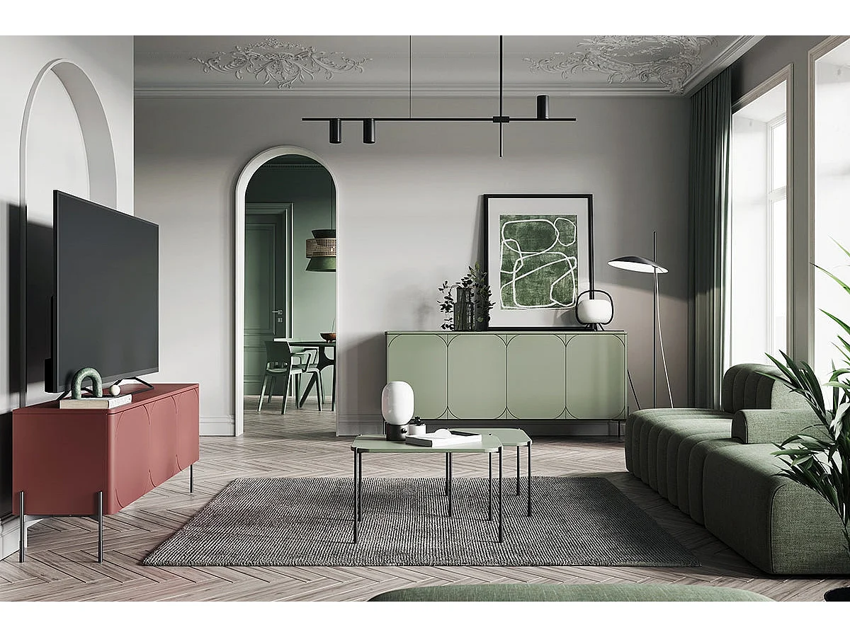 Lage rechthoekige tafel met metalen poten