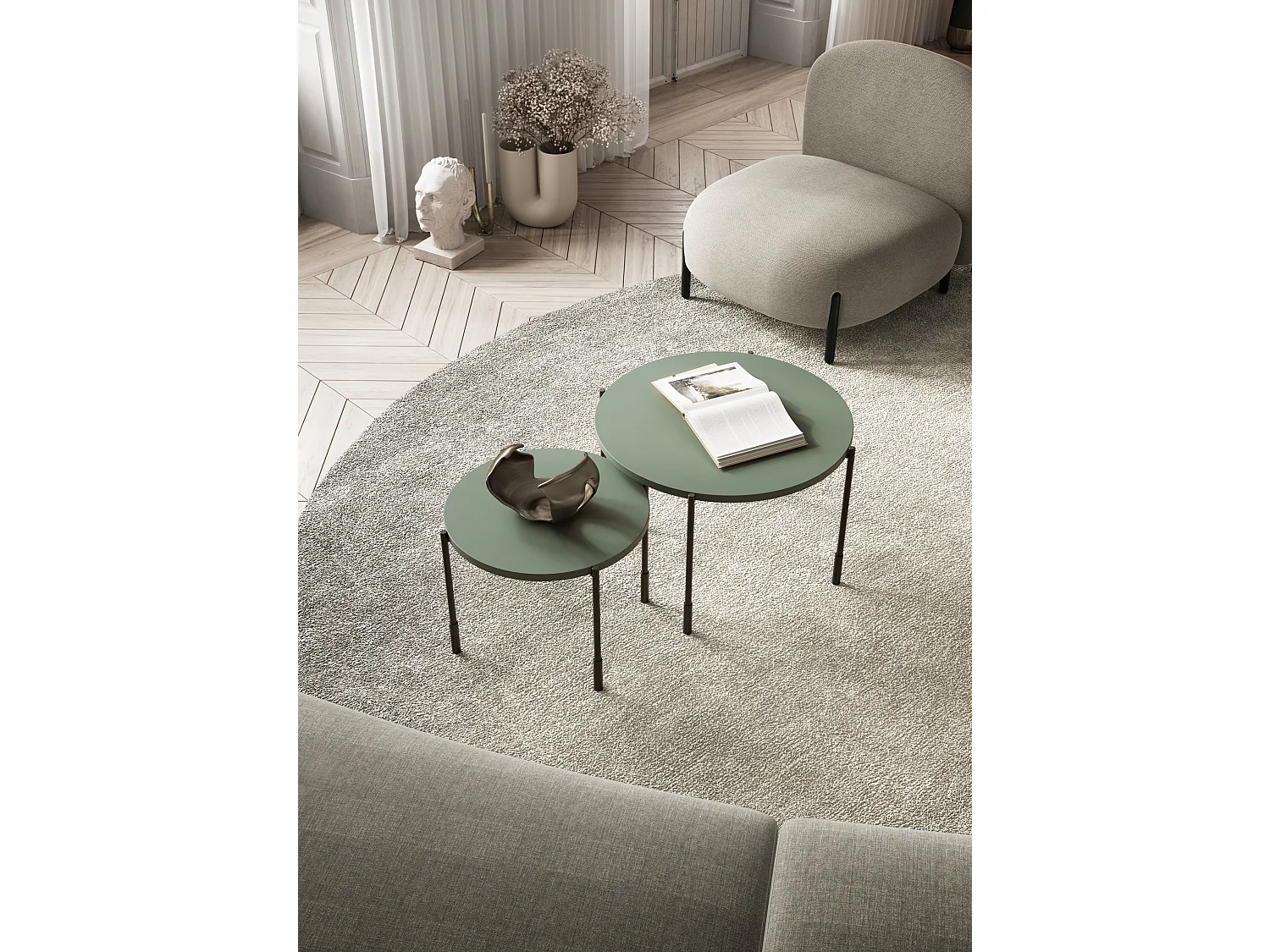 Ronde tafel met metalen poten