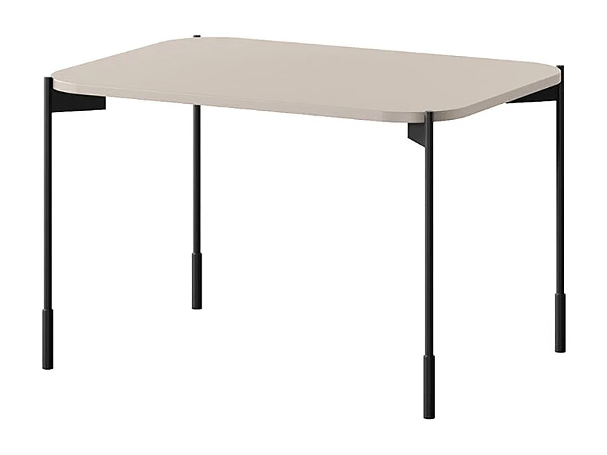 Mesa de centro retangular com pés de metal.