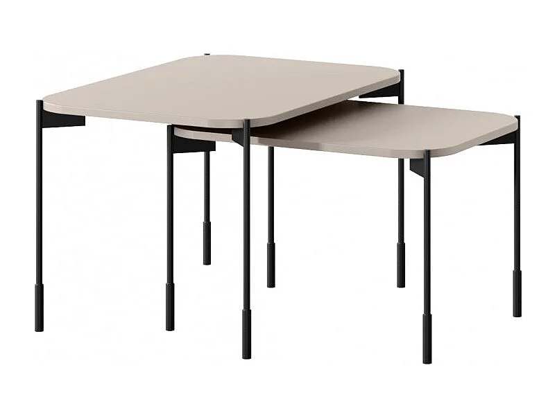 Mesa de centro retangular com pés de metal.