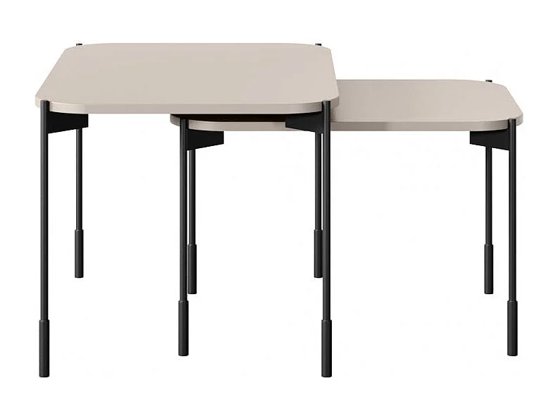 Mesa de centro retangular com pés de metal.