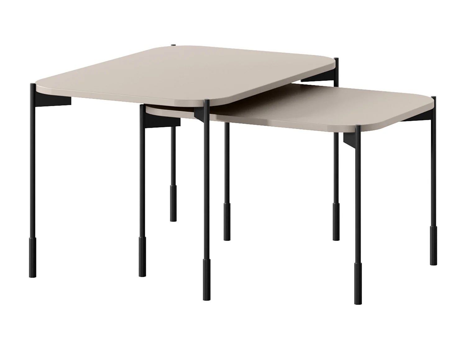 Mesa de centro retangular com pés de metal.