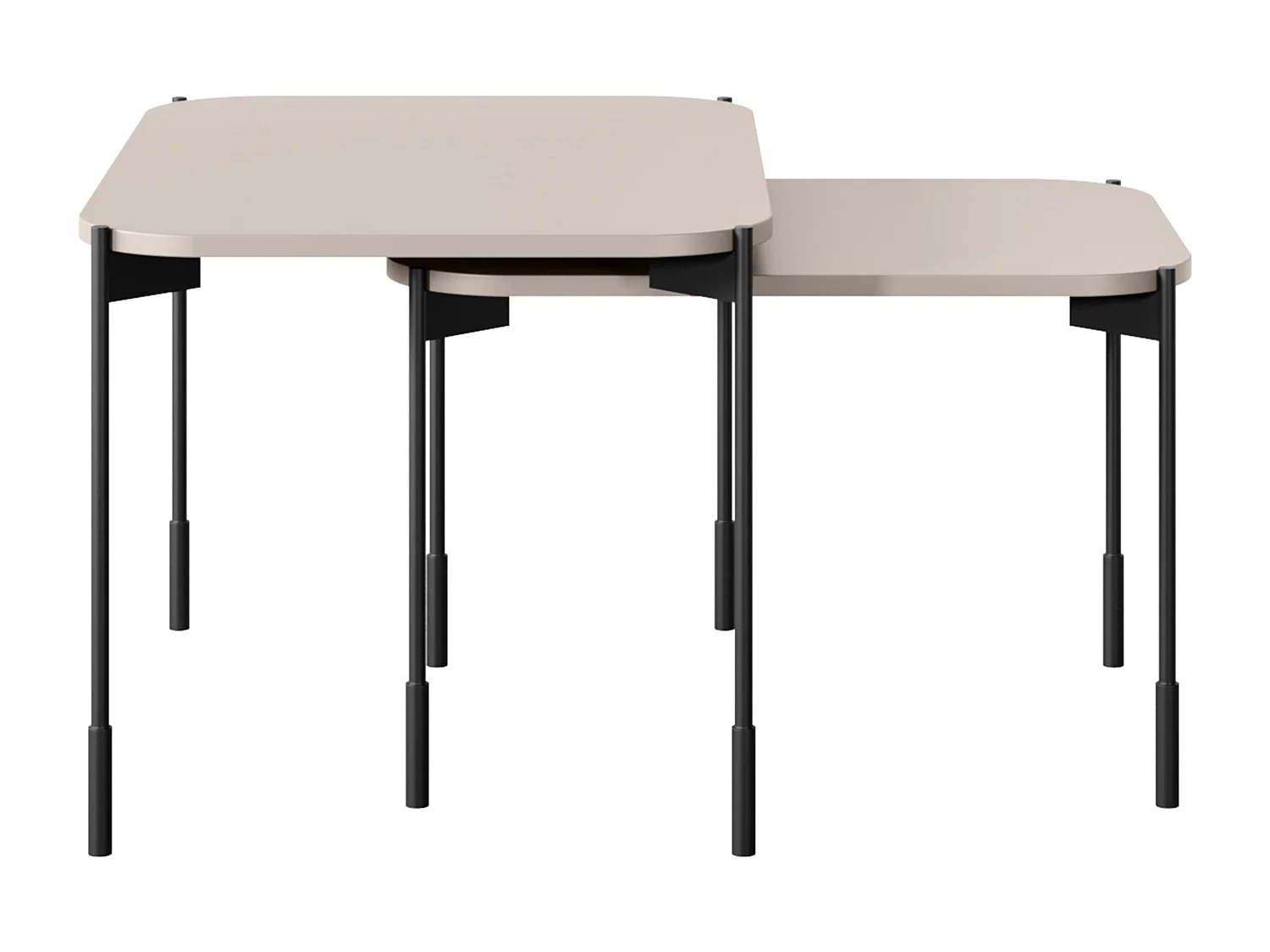 Mesa de centro retangular com pés de metal.
