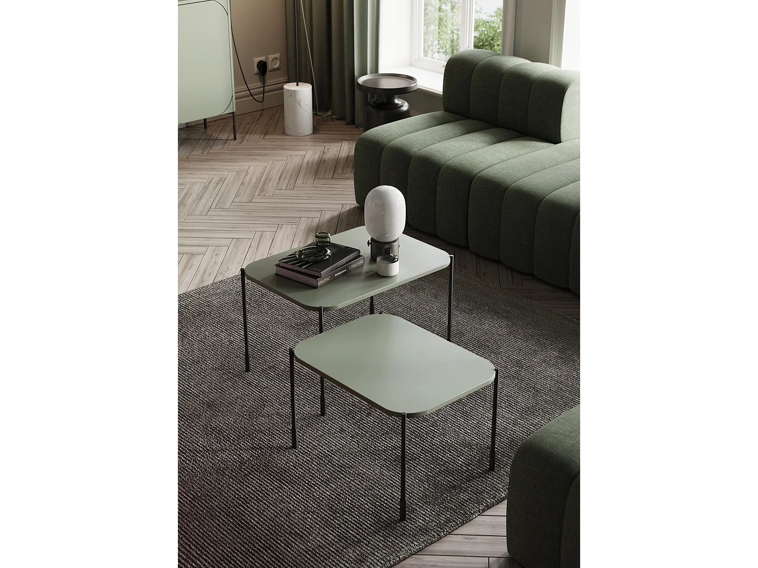 Lage rechthoekige tafel met metalen poten