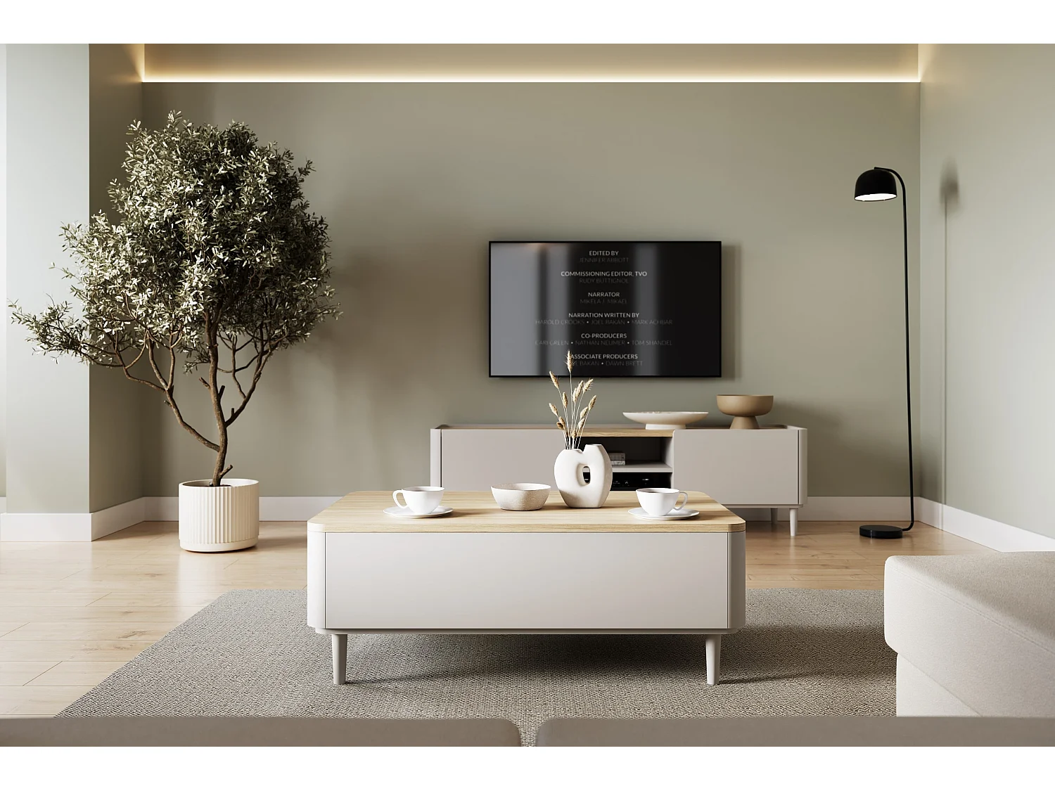 Mesa de centro Elivo com 2 gavetas