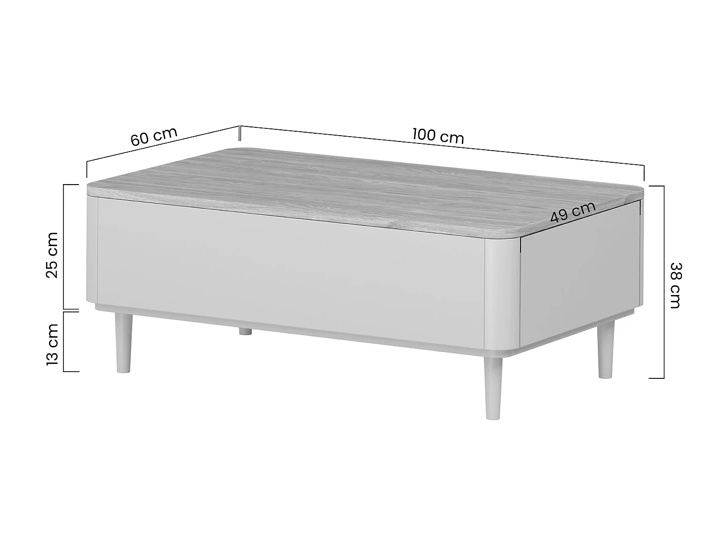 Mesa de centro Elivo com 2 gavetas
