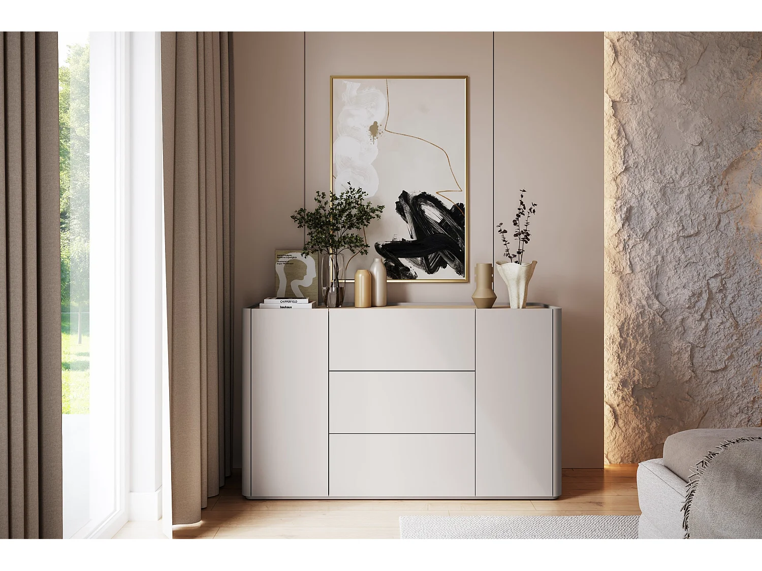 Buffet 2 portes 3 tiroirs 48x150 cm