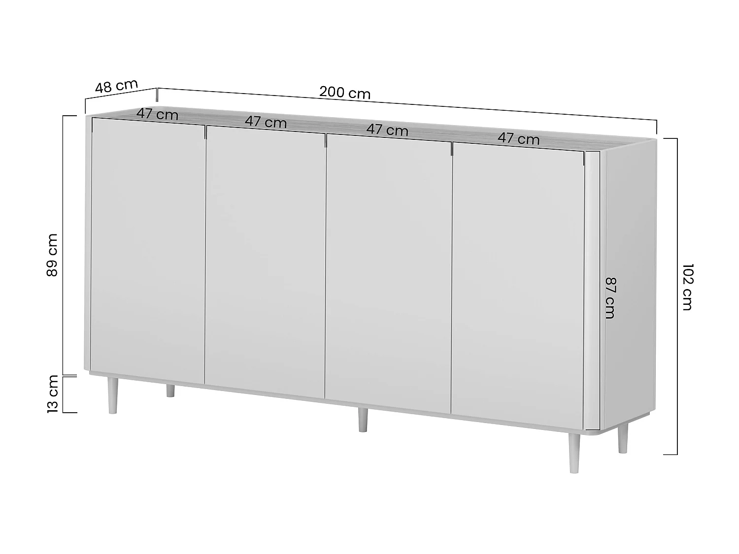 Buffet Elivo 4 portes 48x200 cm