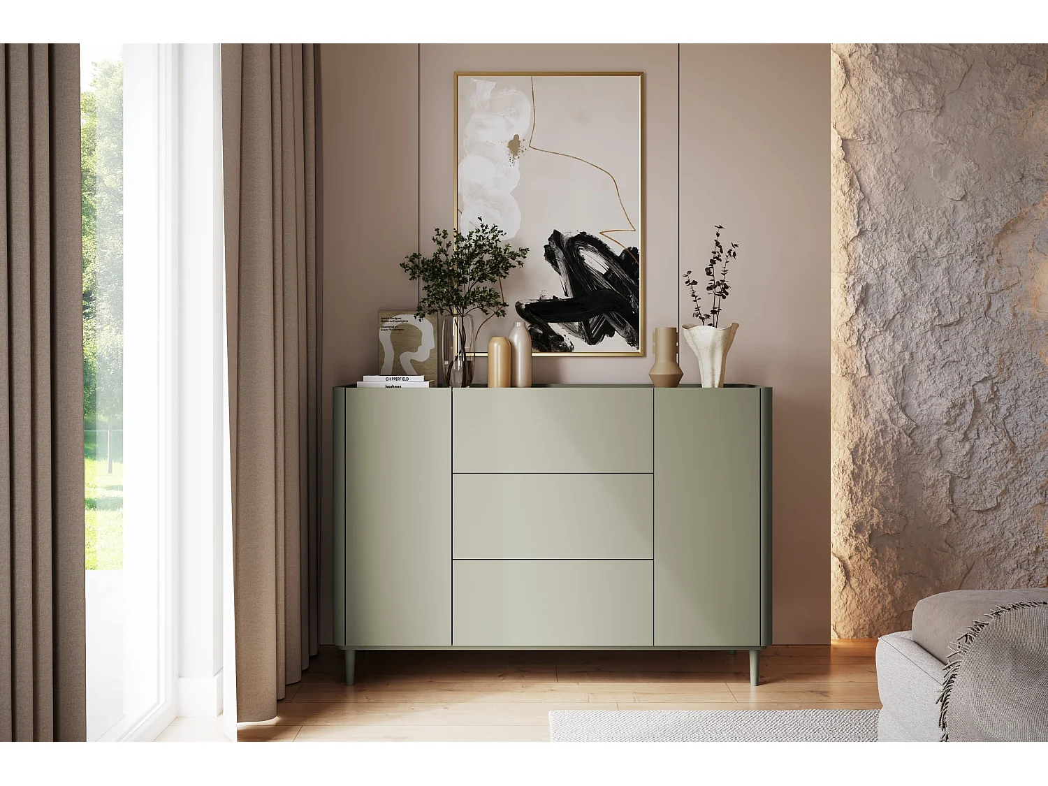 Buffet 2 portes 3 tiroirs 48x150 cm