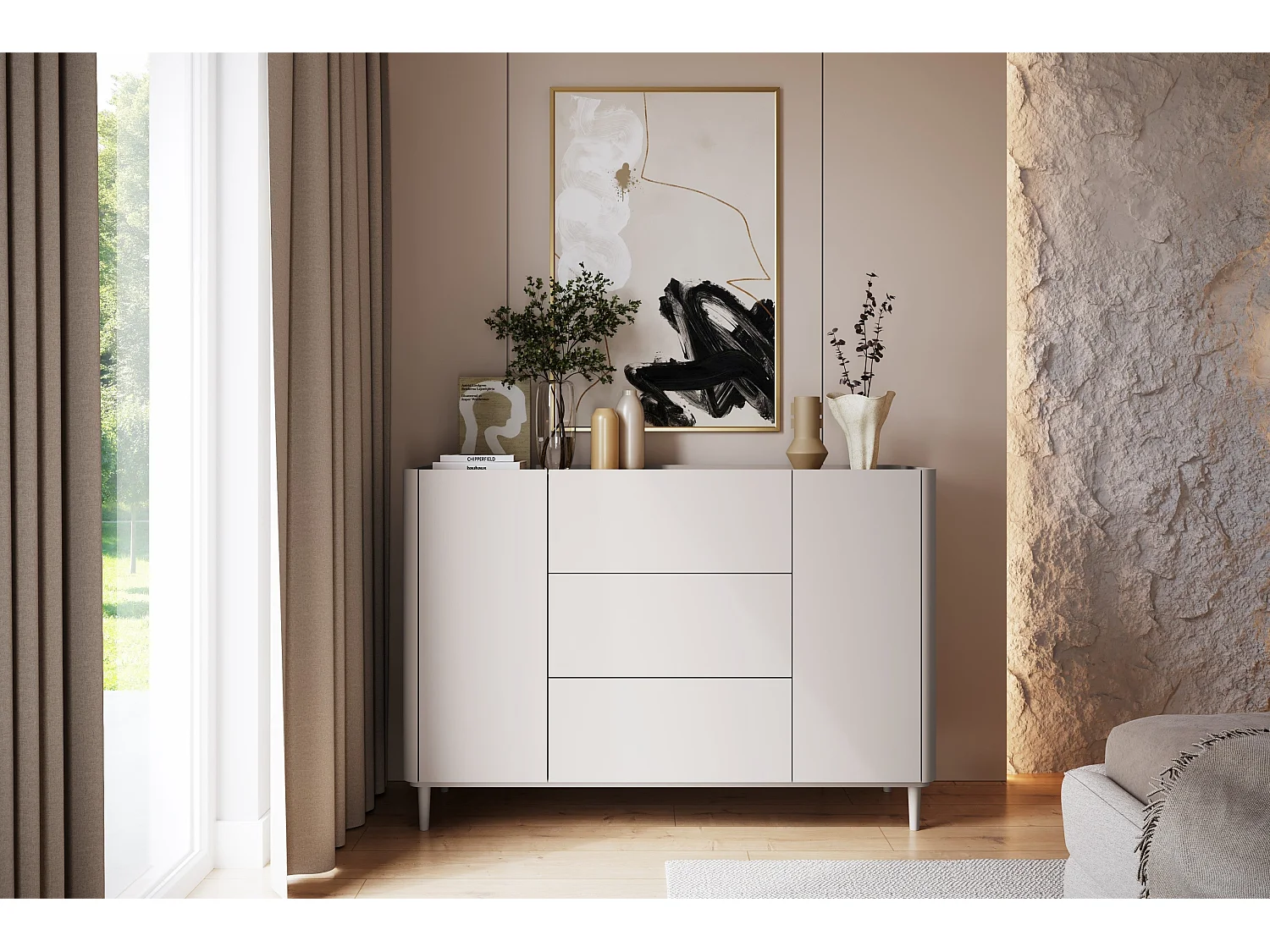 Buffet 2 portes 3 tiroirs 48x150 cm