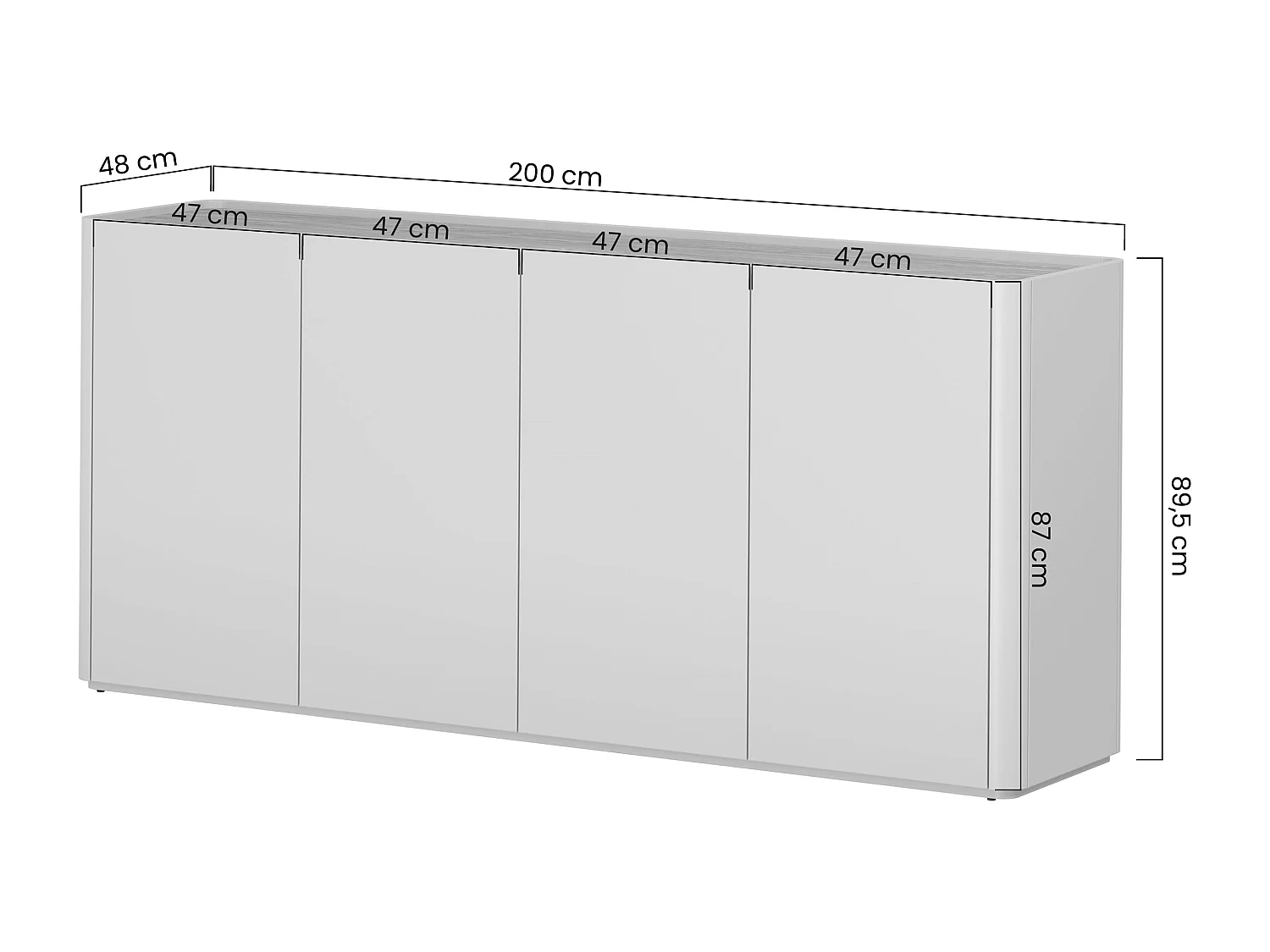 Buffet Elivo 4 portes 48x200 cm