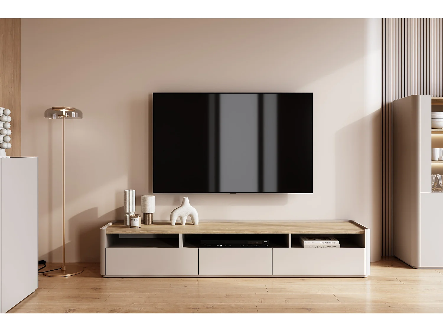 Dubbele tv met één deur en twee planken.