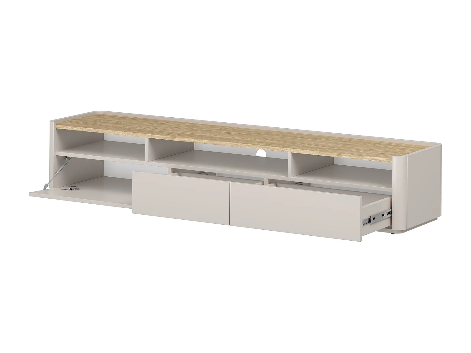 Dubbele tv met één deur en twee planken.