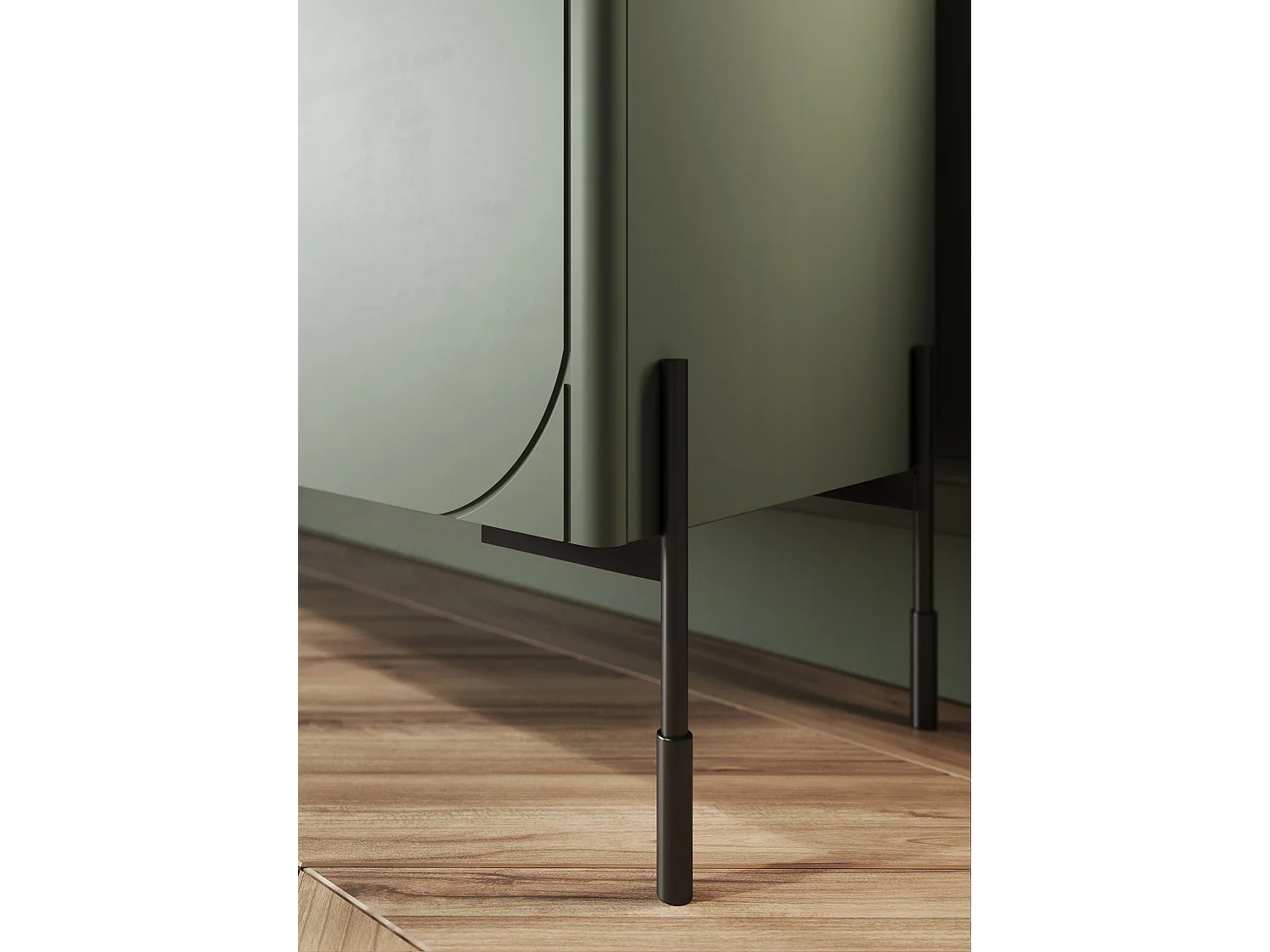 4-deurs tv-meubel met metalen poten, olijfgroen, 204 x 65 cm