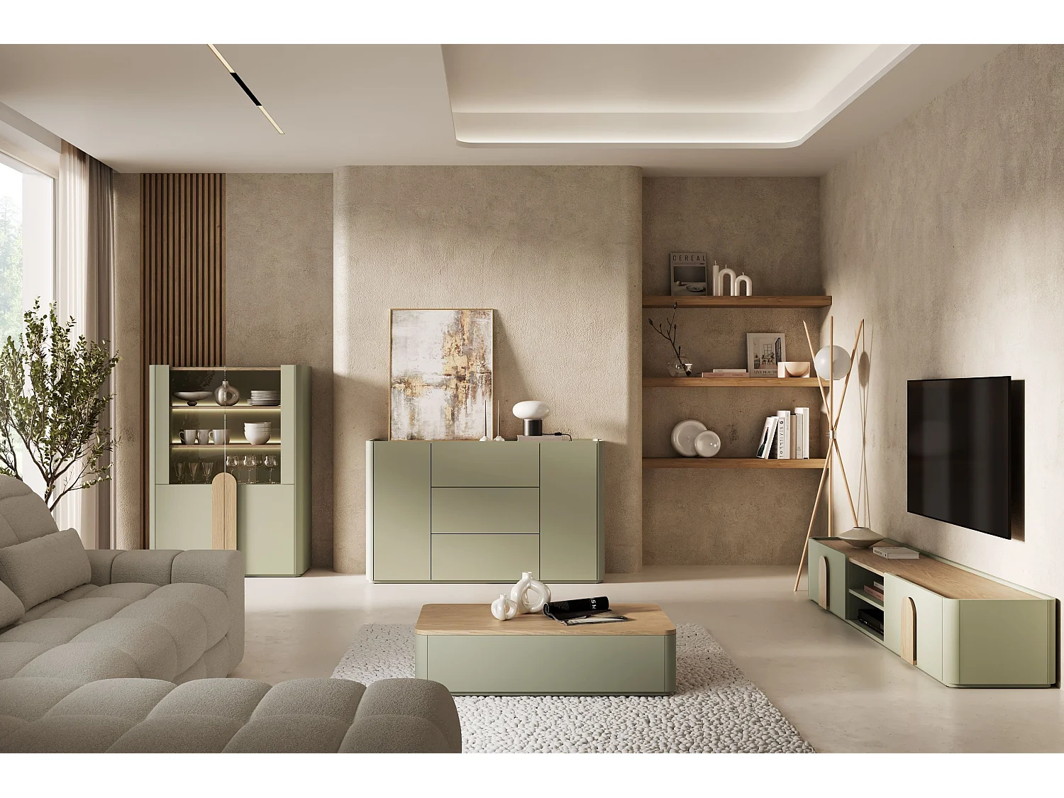 TV-meubel met 1 deur en 1 lade, 220 cm