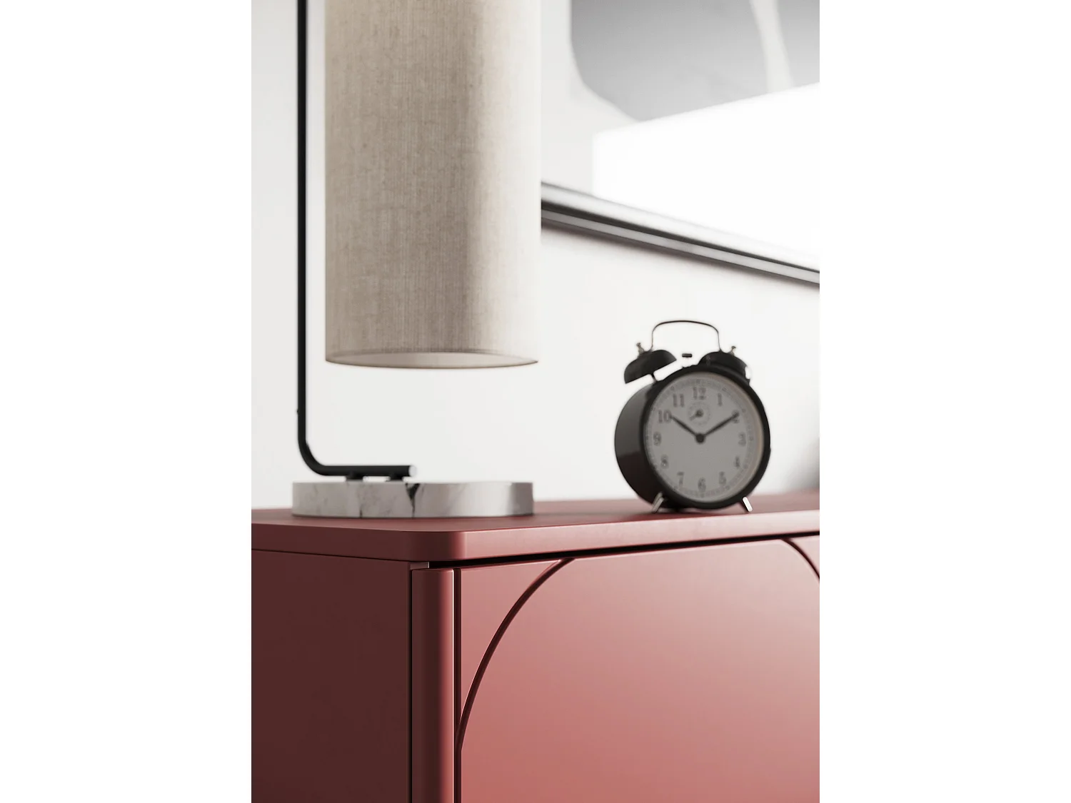 Meuble TV 4 portes avec pieds en métal bordeaux 204x65 cm