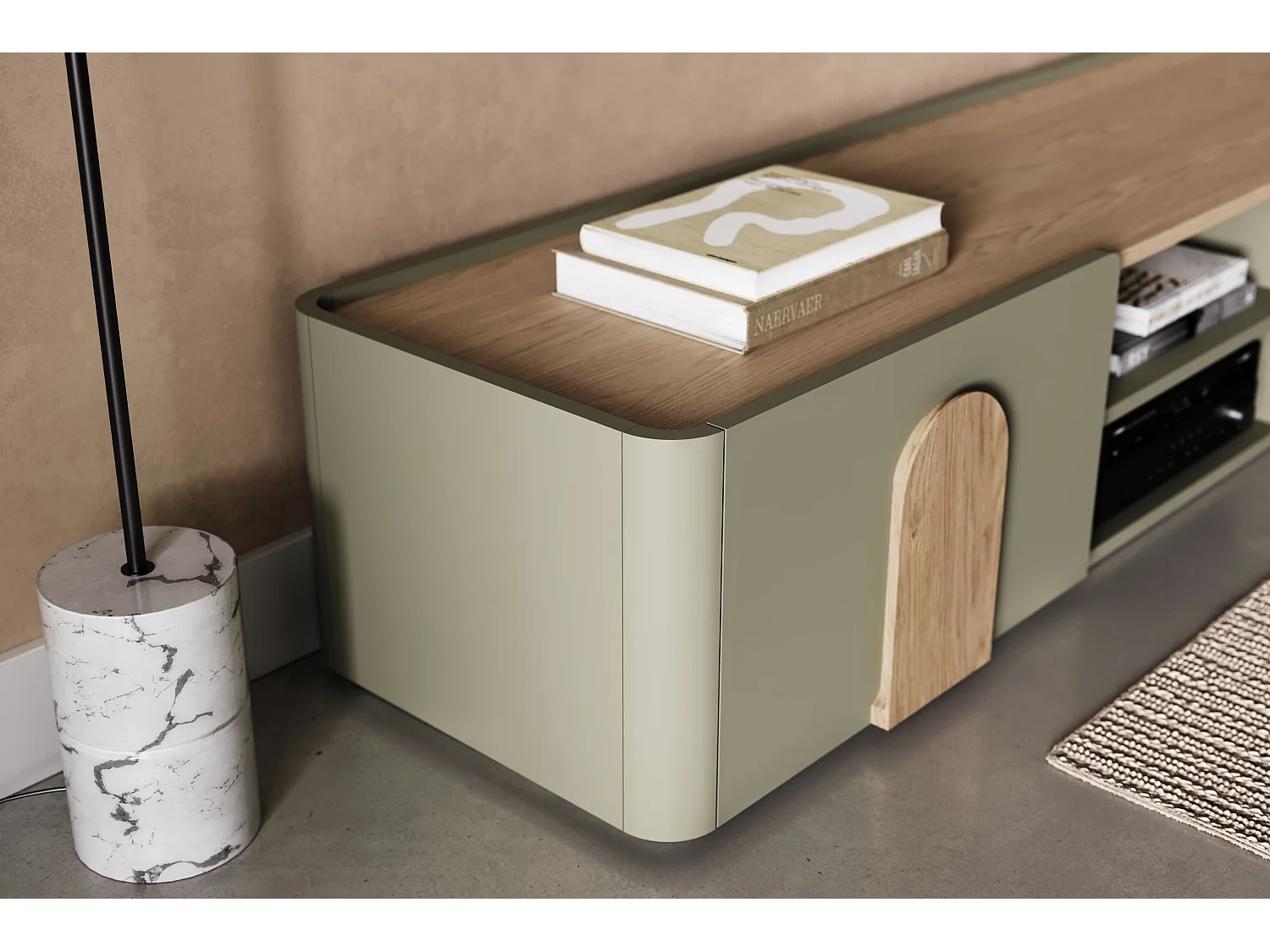 TV-Schrank, 1 Tür, 2 Schubladen, 200 cm