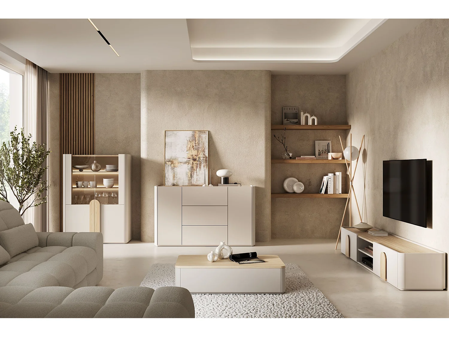 TV-meubel met 1 deur en 1 lade, 220 cm