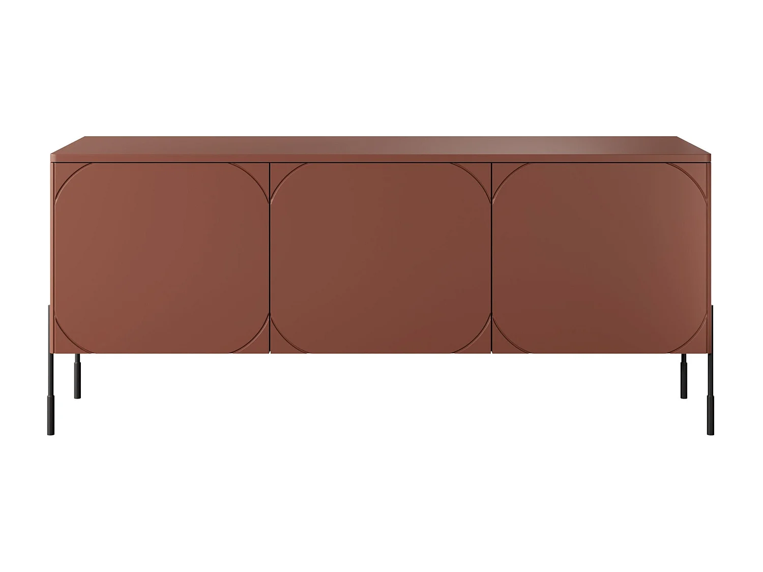 Meuble TV 3 portes pieds en métal bordeaux 154x65 cm