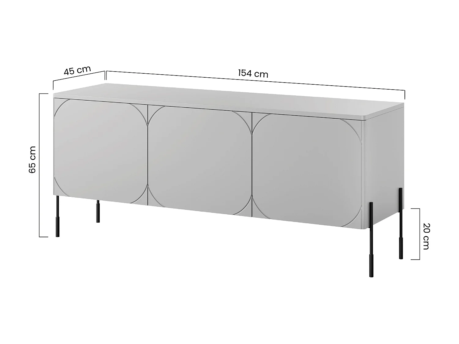 Meuble TV 3 portes pieds en métal bordeaux 154x65 cm