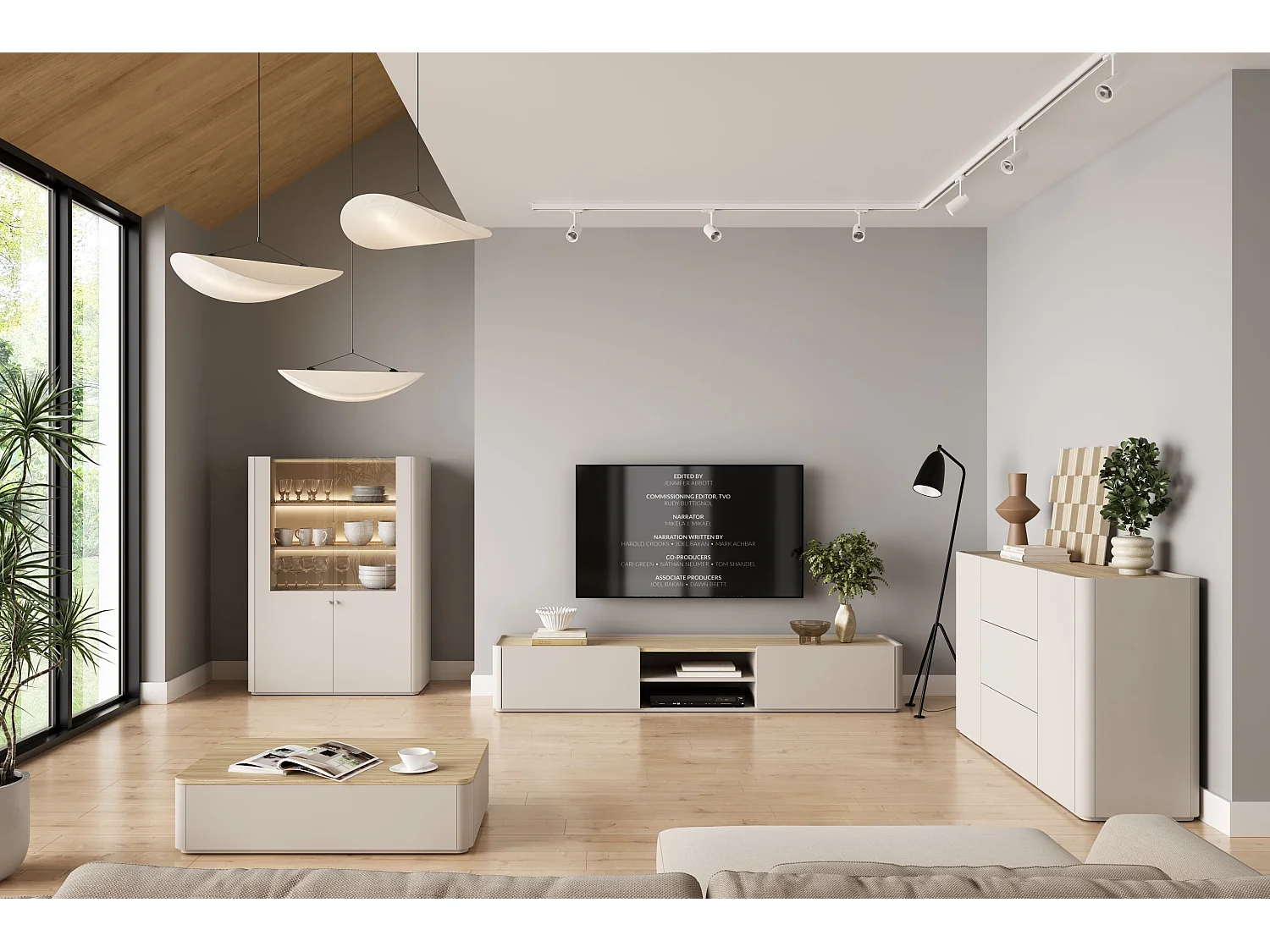 TV-meubel met 1 deur en 1 lade, 220 cm