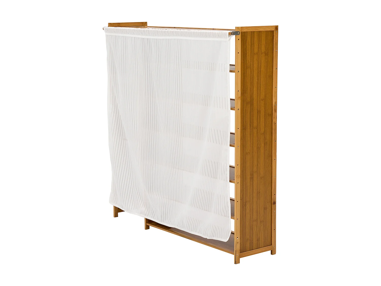 7-Tier Natural Bamboo Shoe Rack with Dust Cover - 97cm