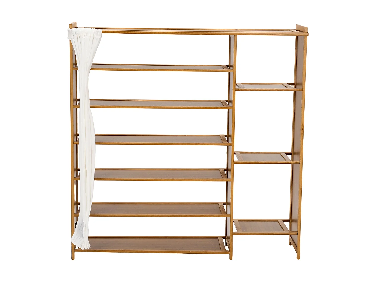 7-Tier Natural Bamboo Shoe Rack with Dust Cover - 97cm