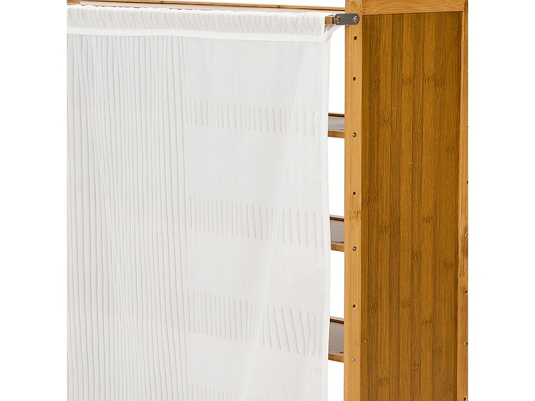 7-Tier Natural Bamboo Shoe Rack with Dust Cover - 97cm