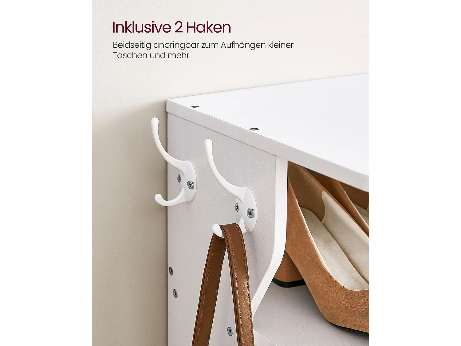 Vertikaler 7-stufiger Schuhhalter mit Riegel, robuster und langlebiger Schuhhalter aus Leder, platzsparend für Eingangs- und Schlafbereich, weiß LBS200T14V1